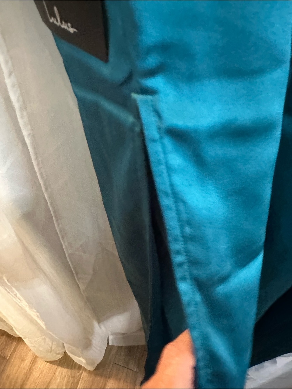 Lulu's Teal Maxi Dress with side slit and adjustable straps. Lined. - Picture 11 of 11